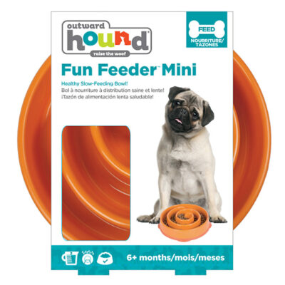 Outward Hound Fun Feeder Dog Bowl Small Orange package