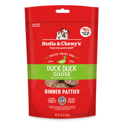 Stella & Chewy's Duck Duck Goose Patties Freeze-Dried Raw Dog Food 14OZ